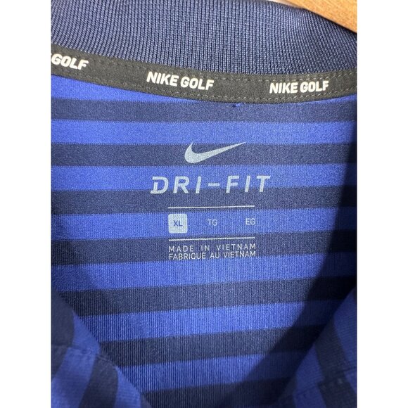 Nike Golf Polo Striped Shirt size XL Blue/Black - Picture 2 of 8